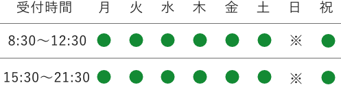 守山鍼灸整骨院の営業時間